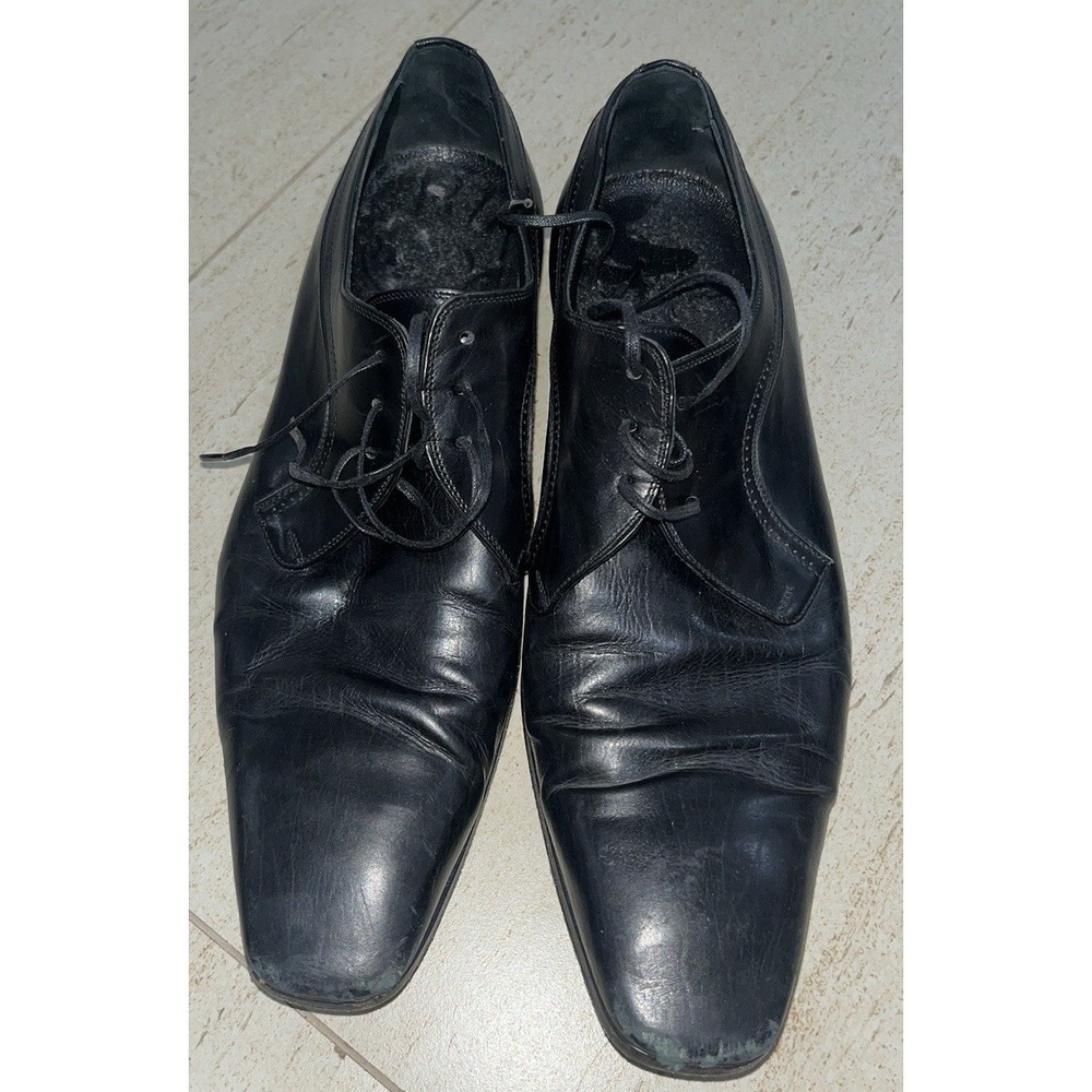 Christian Dior Men Black Leather Derby Oxford Dress Shoes Italy Luxury Size 8